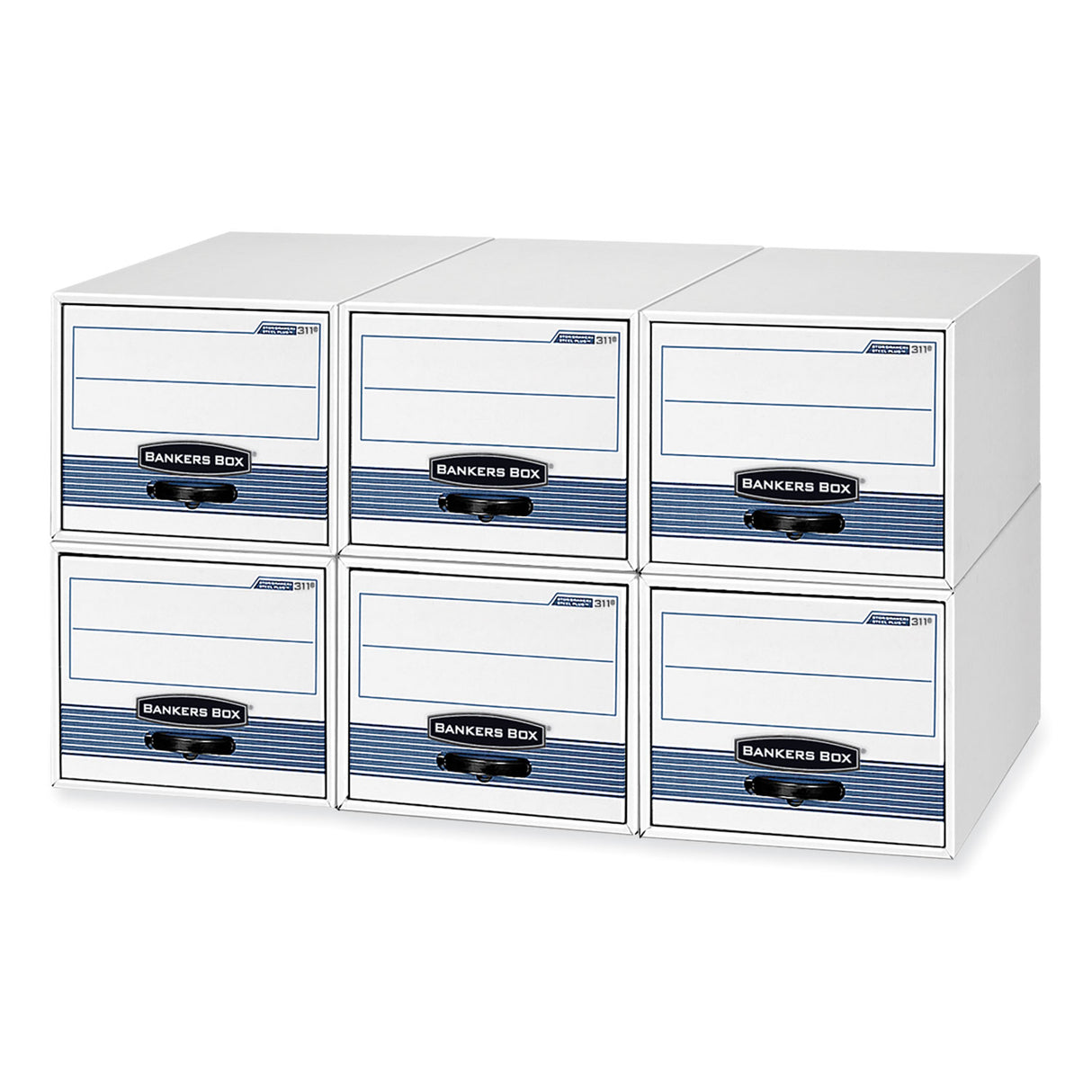 Bankers Box STOR/DRAWER STEEL PLUS Extra Space-Savings Storage Drawers, Letter Files, 14" x 25.5" x 11.5", White/Blue, 6/Carton (00311)