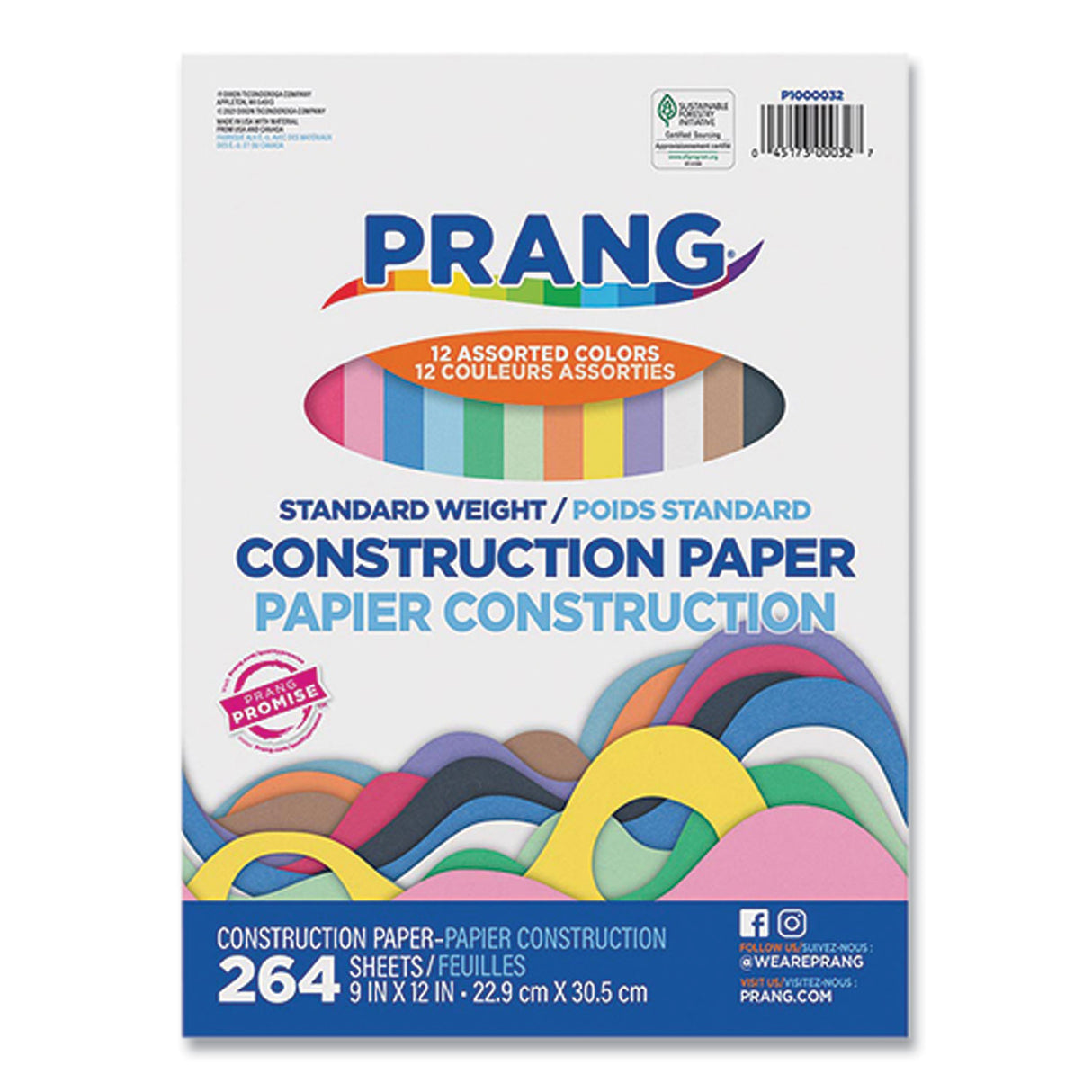 Prang Construction Paper, 9 x 12, Assorted Colors, 264/Pack (P1000032)