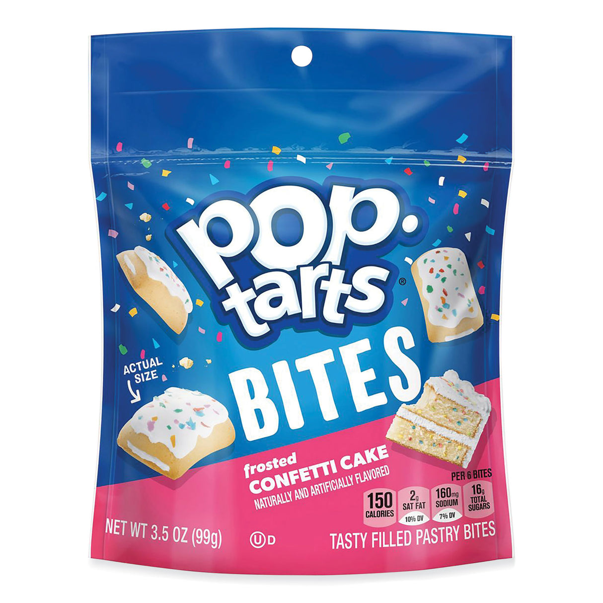 Kellogg's Pop Tarts Bites, Confetti Cake, 3.5 oz Bag, 6/Carton (25063)