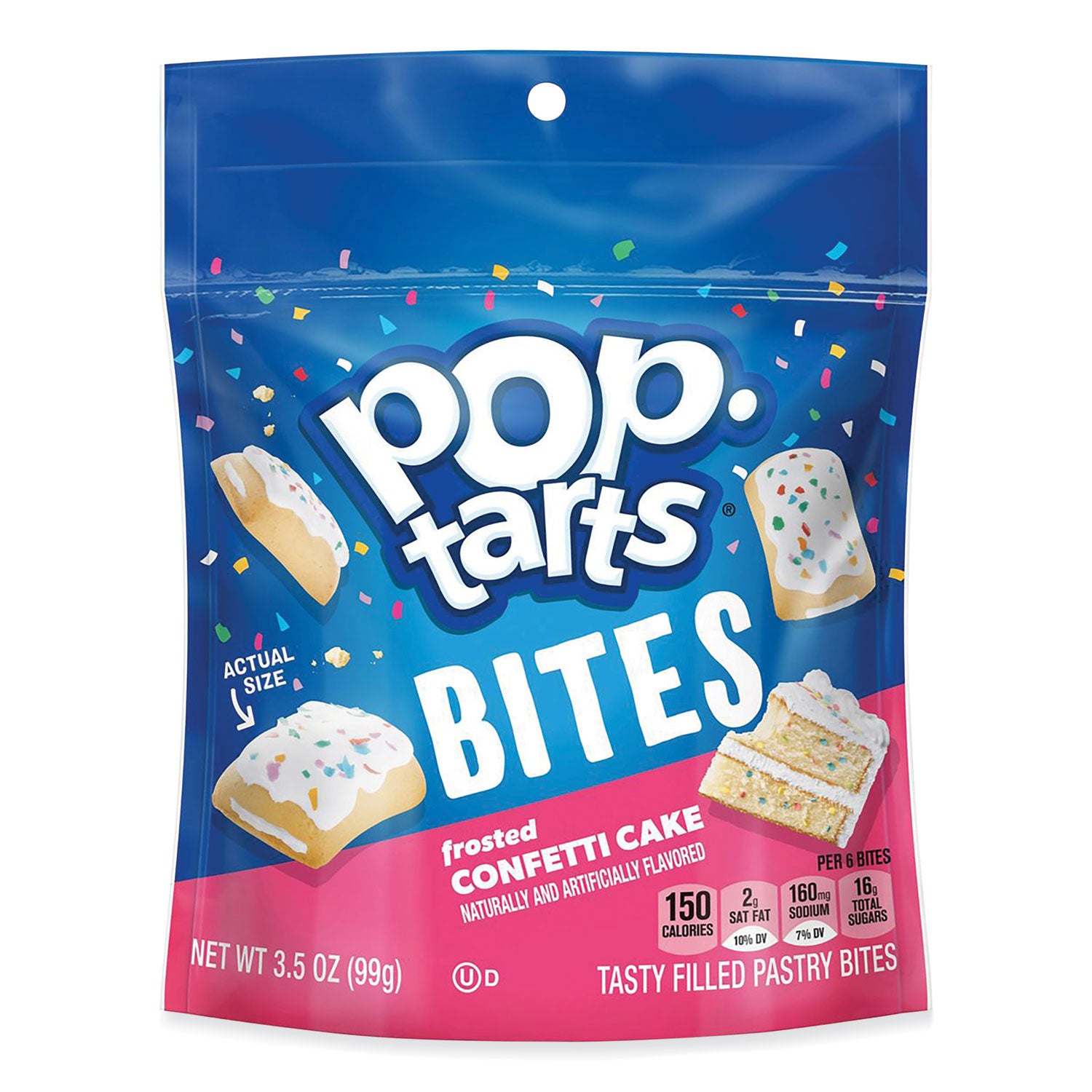 Kellogg's Pop Tarts Bites, Confetti Cake, 3.5 oz Bag, 6/Carton (25063)