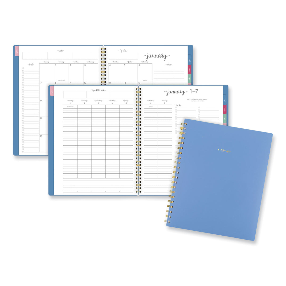 AT-A-GLANCE Harmony Weekly/Monthly Poly Planner, 11 x 9.38, Blue Cover, 13-Month (Jan to Jan): 2024 to 2025 (109990520)