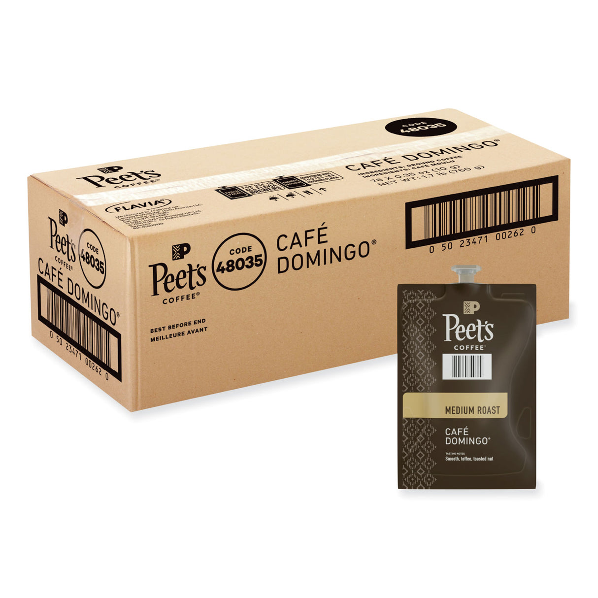 Peet's Coffee & Tea FLAVIA Ground Coffee Freshpacks, Cafe Domingo Blend, 0.35 oz Freshpack, 76/Carton (LPC00262)