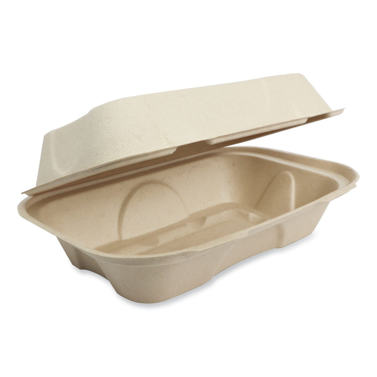 World Centric Fiber Hinged Containers, Hoagie Box, 9.2 x 6.4 x 3.1, Natural, Paper, 500/Carton (TOSCUHBLFP)