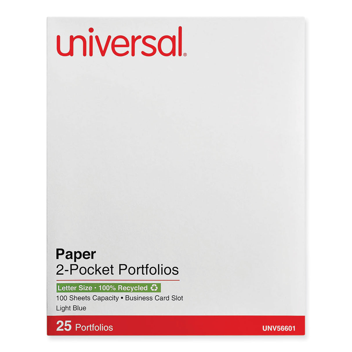 Universal Two-Pocket Portfolio, Embossed Leather Grain Paper, 11 x 8.5, Light Blue, 25/Box (UNV56601)