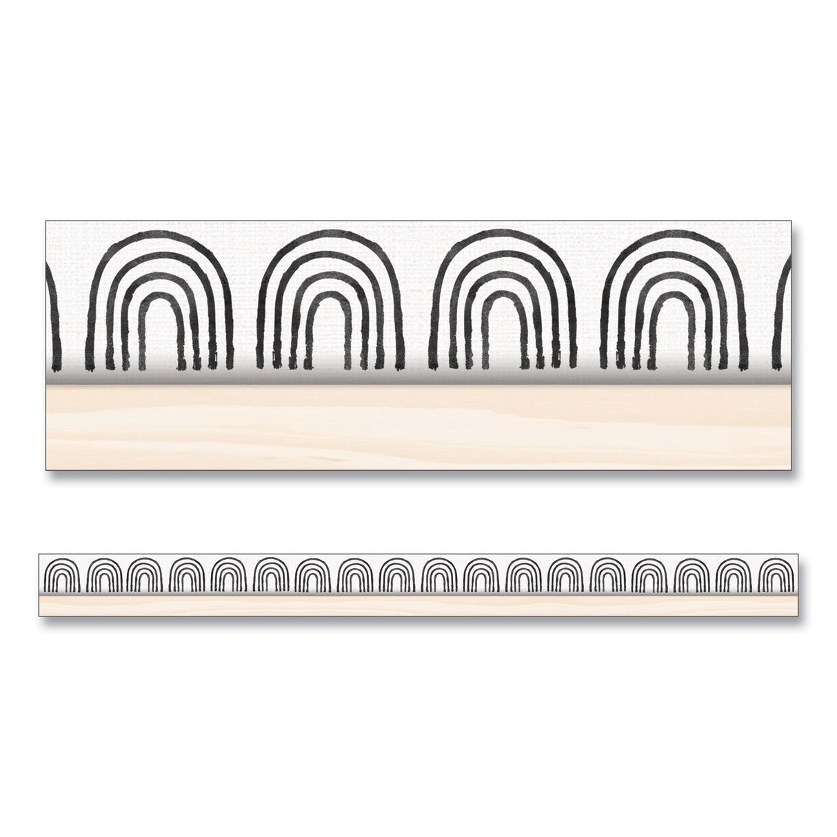 Carson-Dellosa Straight Borders, Rainbows, 3" x 3 ft, Black/White/Cream, 12/Pack (108502)