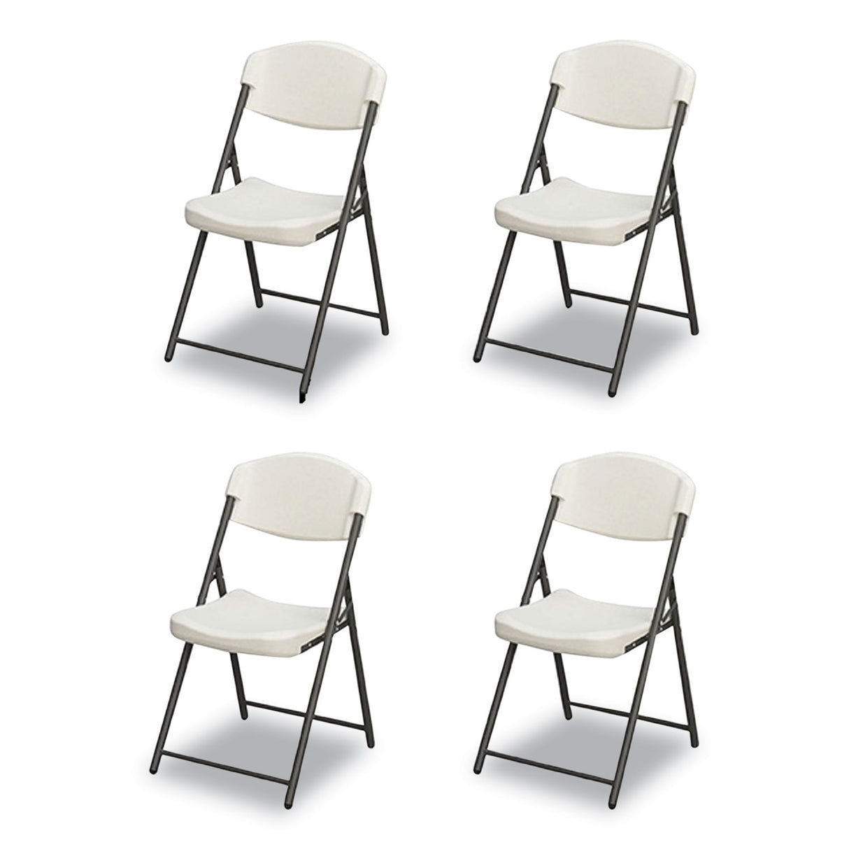 Iceberg Rough n Ready Commercial Folding Chair, Supports Up to 350lb, 18" Seat Height, Platinum Granite Seat/Back, Black Base, 4/Pack (64033)