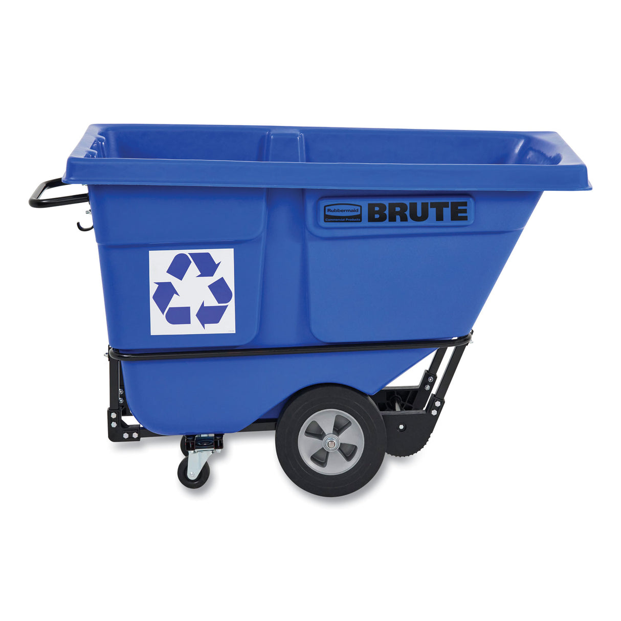 Rubbermaid Commercial BRUTE Rotomolded Recycling Tilt Truck, 1 cu yd, 1,250 lb Capacity, Plastic/Steel Frame, Blue (2089826)