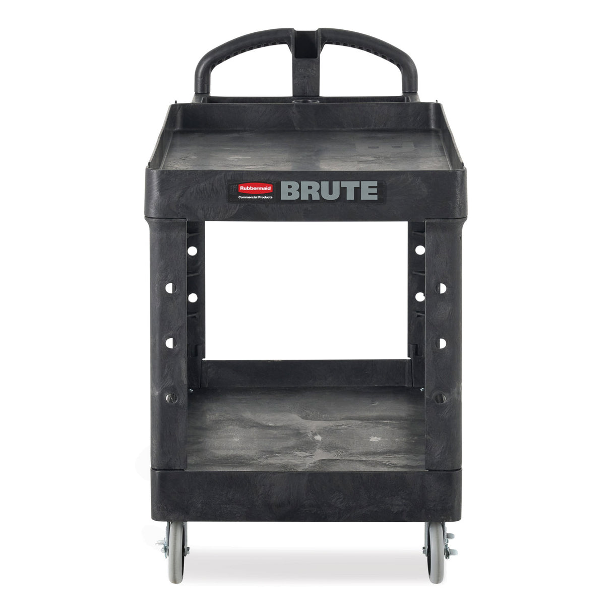 Rubbermaid® BRUTE Heavy-Duty Utility Cart, 2 Lipped Shelves, 500-lb. Capacity, Black (452088BK)