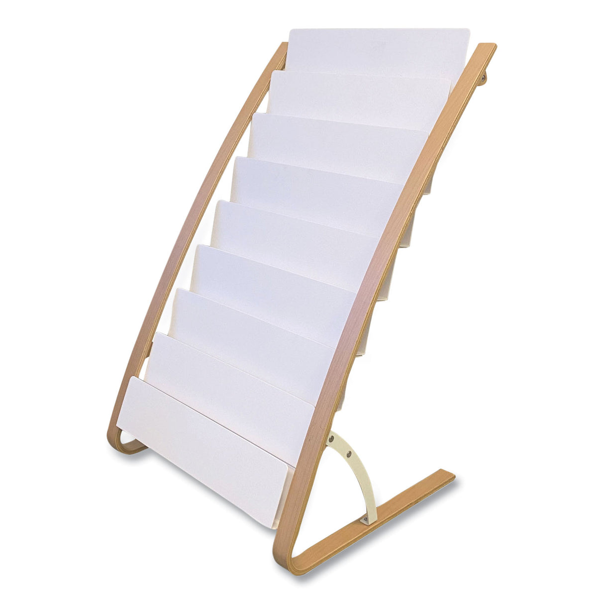 Alba Literature Floor Display Rack, 22.8 x 19.69 x 36.61, White/Woodgrain (DDEXPO8WBC)