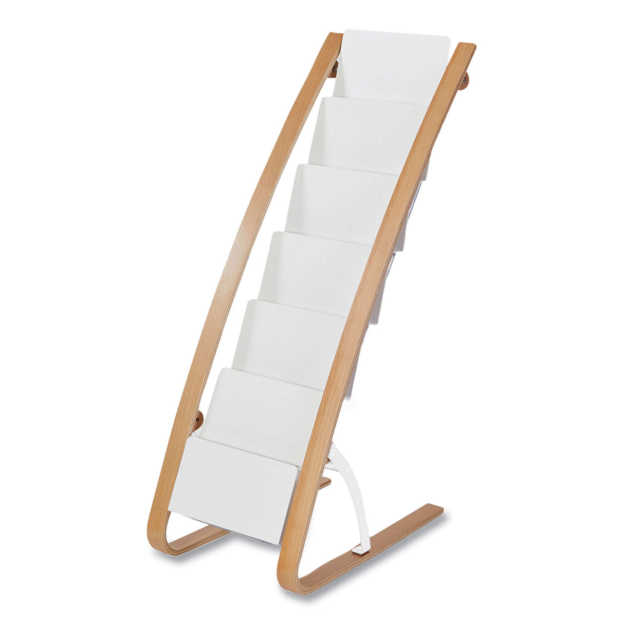 Alba Literature Floor Display Rack, 19.68 x 13.38 x 36.61, White/Woodgrain (DDEXPO6WBC)