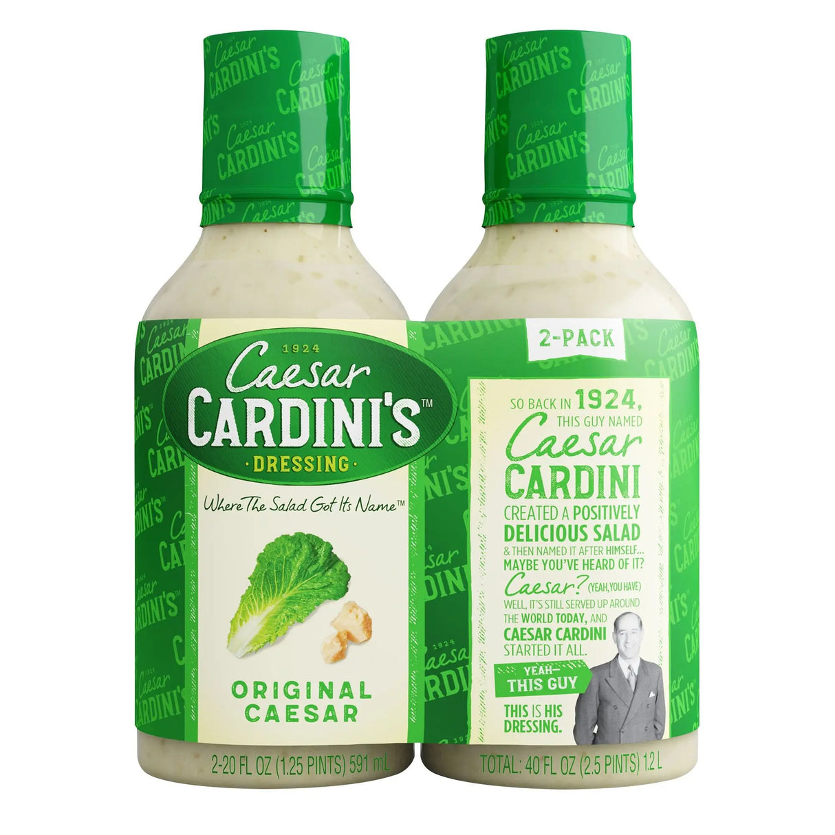 Cardini's Caesar Dressing (2-Pack, 20 oz Each) | Classic Creamy Flavor for Crisp Salads Cardini's