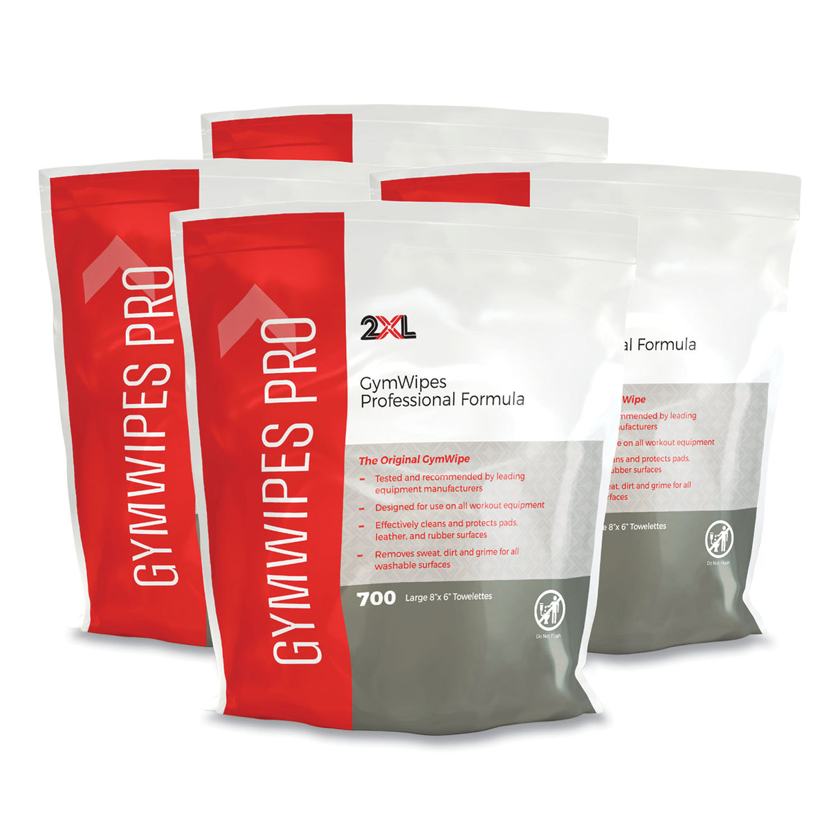 2XL Gym Wipes Professional, 1-Ply, 6 x 8, Unscented, White, 700/Pack, 4 Packs/Carton (L38)