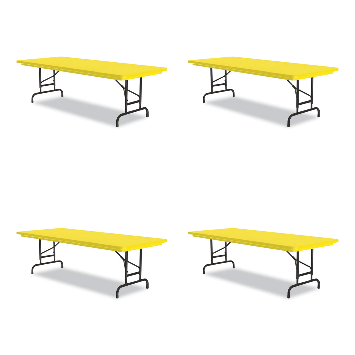 Correll Adjustable Folding Tables, Rectangular, 72" x 30" x 22" to 32", Yellow Top, Black Legs, 4/Pallet (RA3072284P)