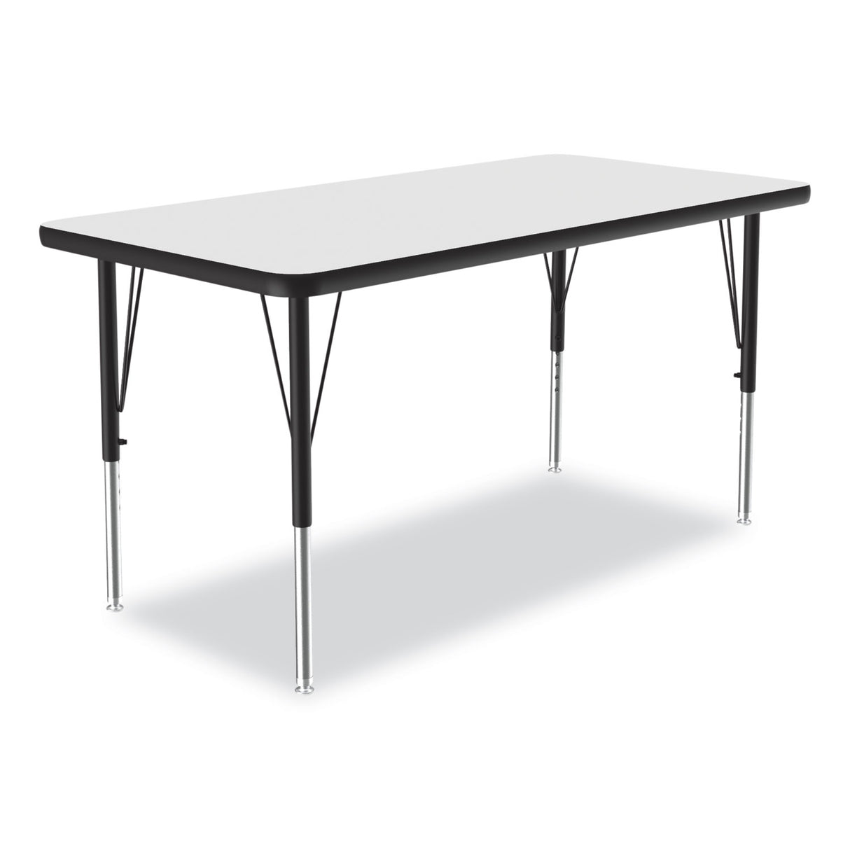 Correll Markerboard Activity Tables, Rectangular, 48" x 24" x 19" to 29", White Top, Black Legs, 4/Pallet (2448DE80954P)