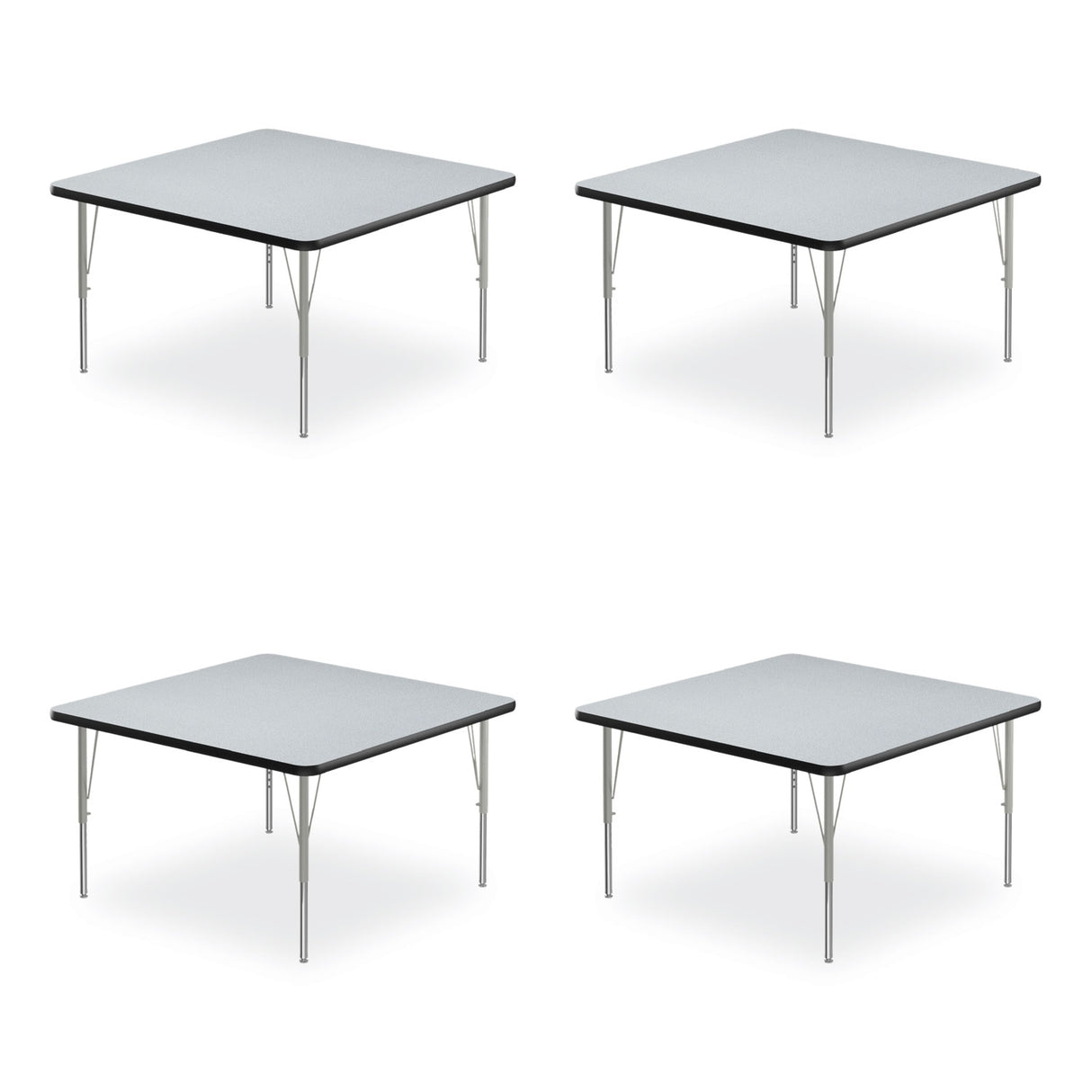 Correll Adjustable Activity Tables, Square, 48" x 48" x 19" to 29", Gray Top, Silver Legs, 4/Pallet (4848TF15954P)