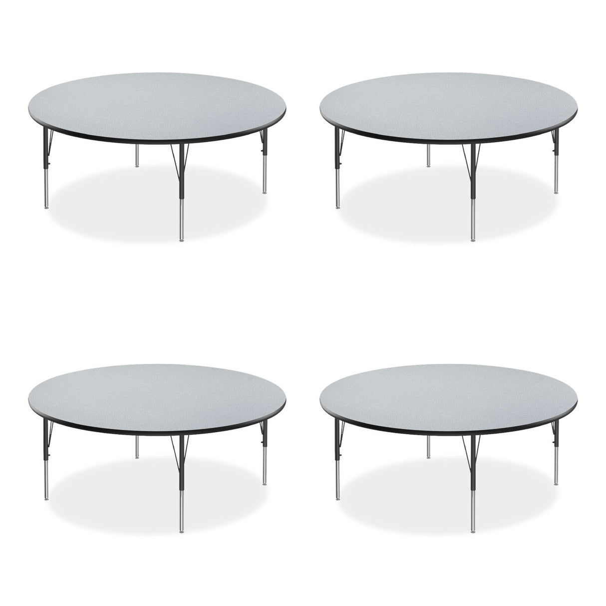 Correll Height Adjustable Activity Table, Round, 60" x 19" to 29", Gray Granite Top, Black Legs, 4/Pallet (60TFRD1595K4)
