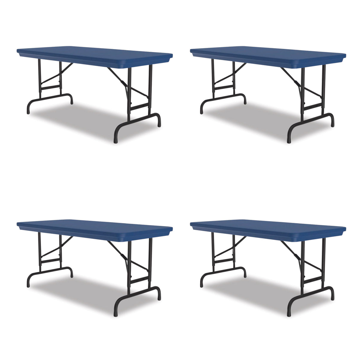 Correll Adjustable Folding Table, Rectangular, 48" x 24" x 22" to 32", Blue Top, Black Legs, 4/Pallet (RA2448274P)