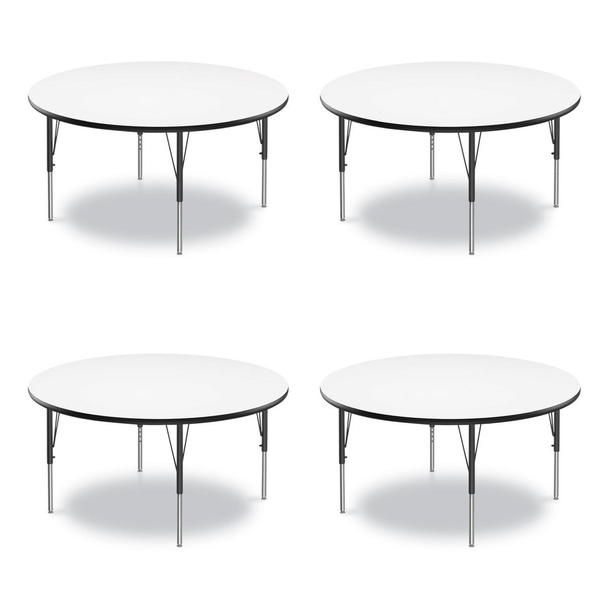 Correll Dry Erase Markerboard Activity Tables, Round, 42" x 19" to 29", White Top, Black Legs, 4/Pallet (42DERD80954P)