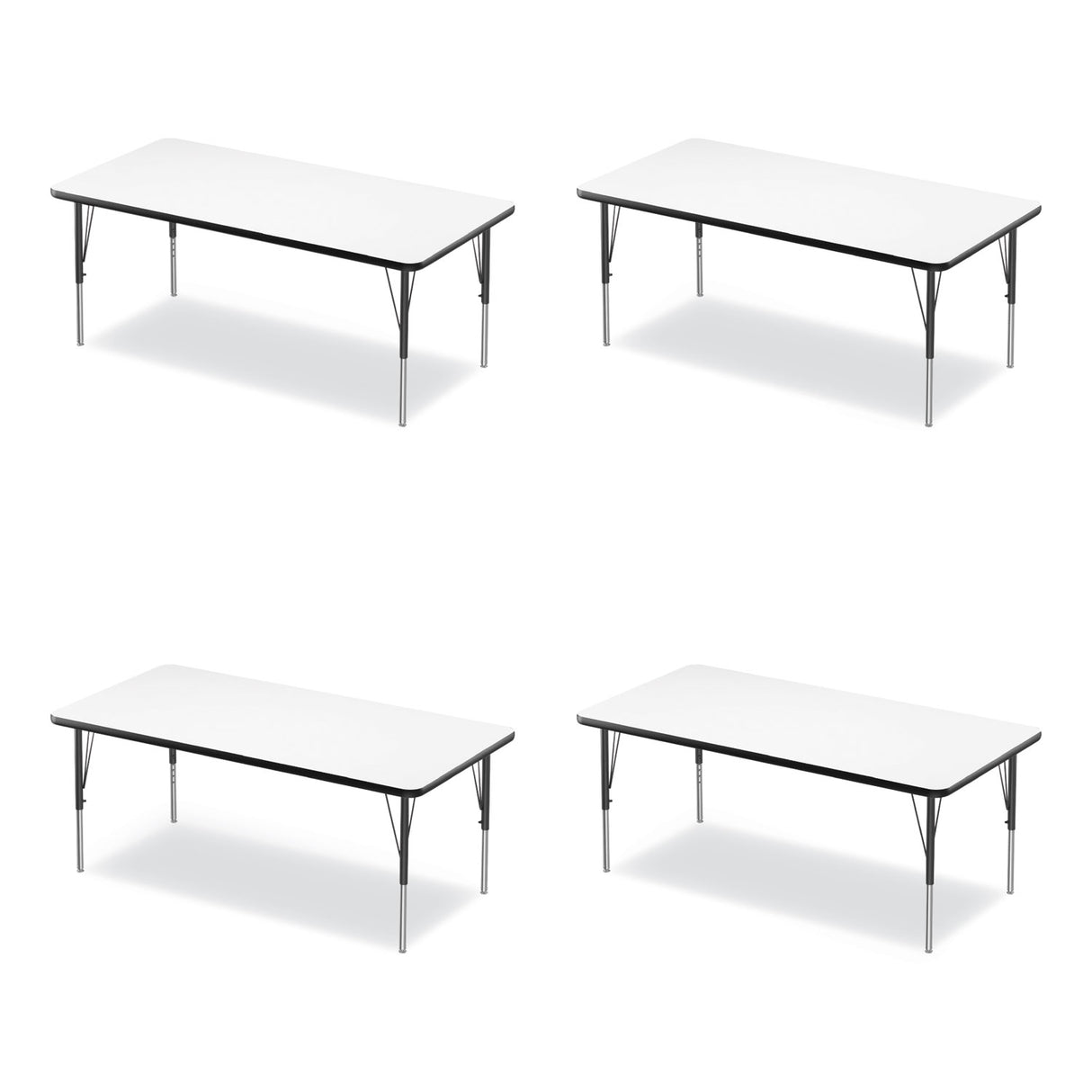 Correll Markerboard Activity Tables, Rectangular, 60" x 30" x 19" to 29", White Top, Black Legs, 4/Pallet (3060DE80954P)