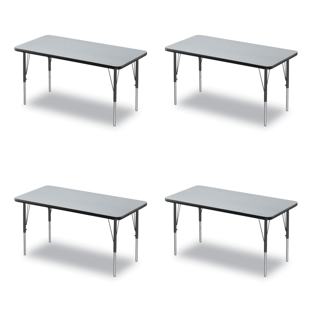Correll Adjustable Activity Table, Rectangular, 48" x 24" x 19" to 29", Granite Top, Black Legs, 4/Pallet (2448TF1595K4)