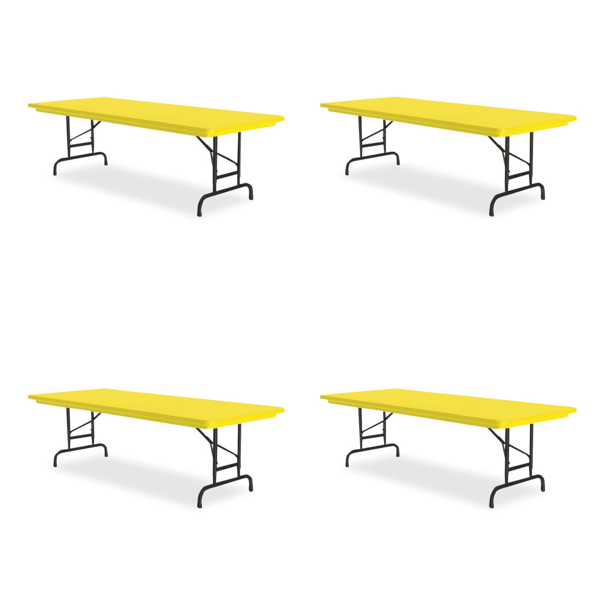 Correll Adjustable Folding Tables, Rectangular, 60" x 30" x 22" to 32", Yellow Top, Black Legs, 4/Pallet (RA3060284P)