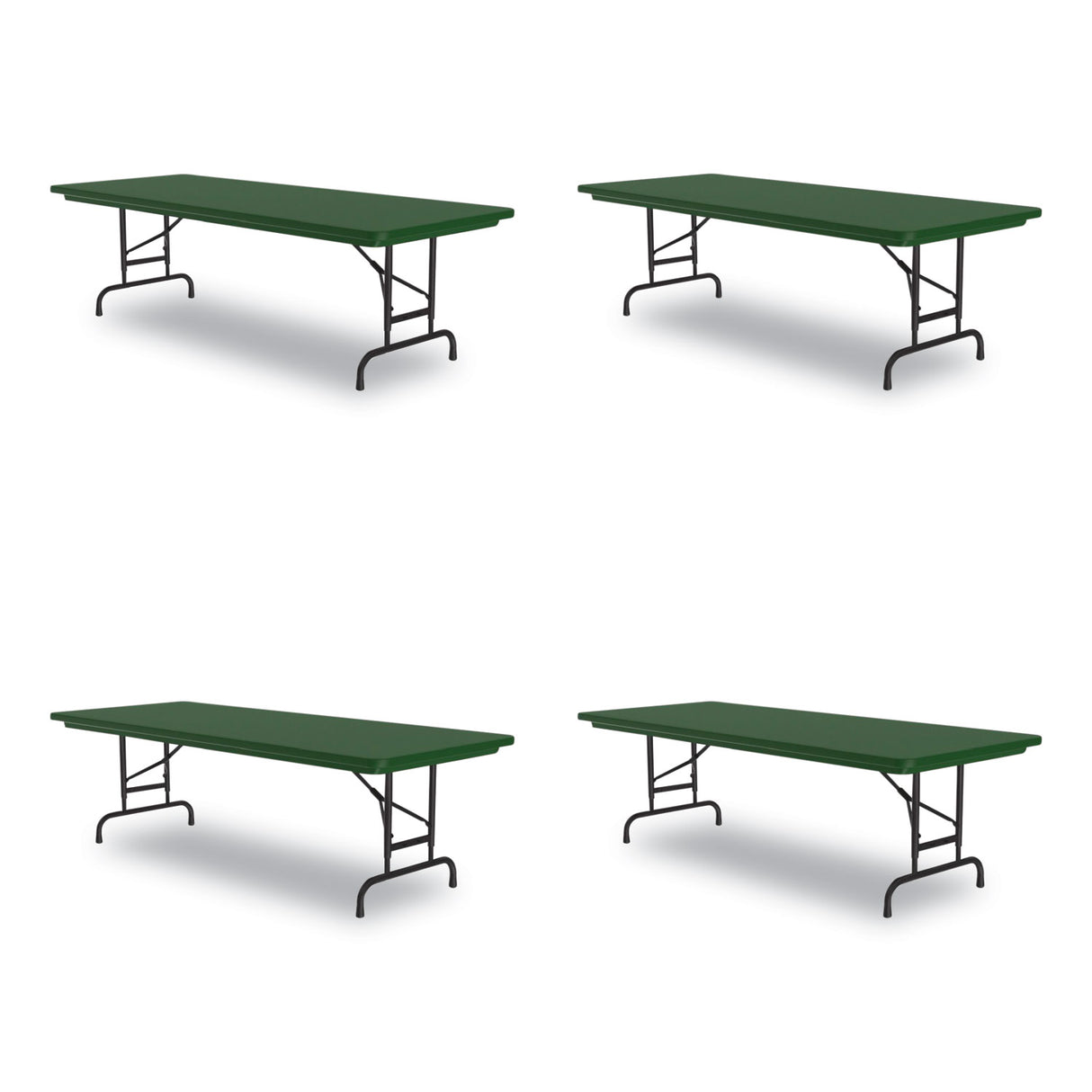 Correll Adjustable Folding Tables, Rectangular, 60" x 30" x 22" to 32", Green Top, Black Legs, 4/Pallet (RA3060294P)