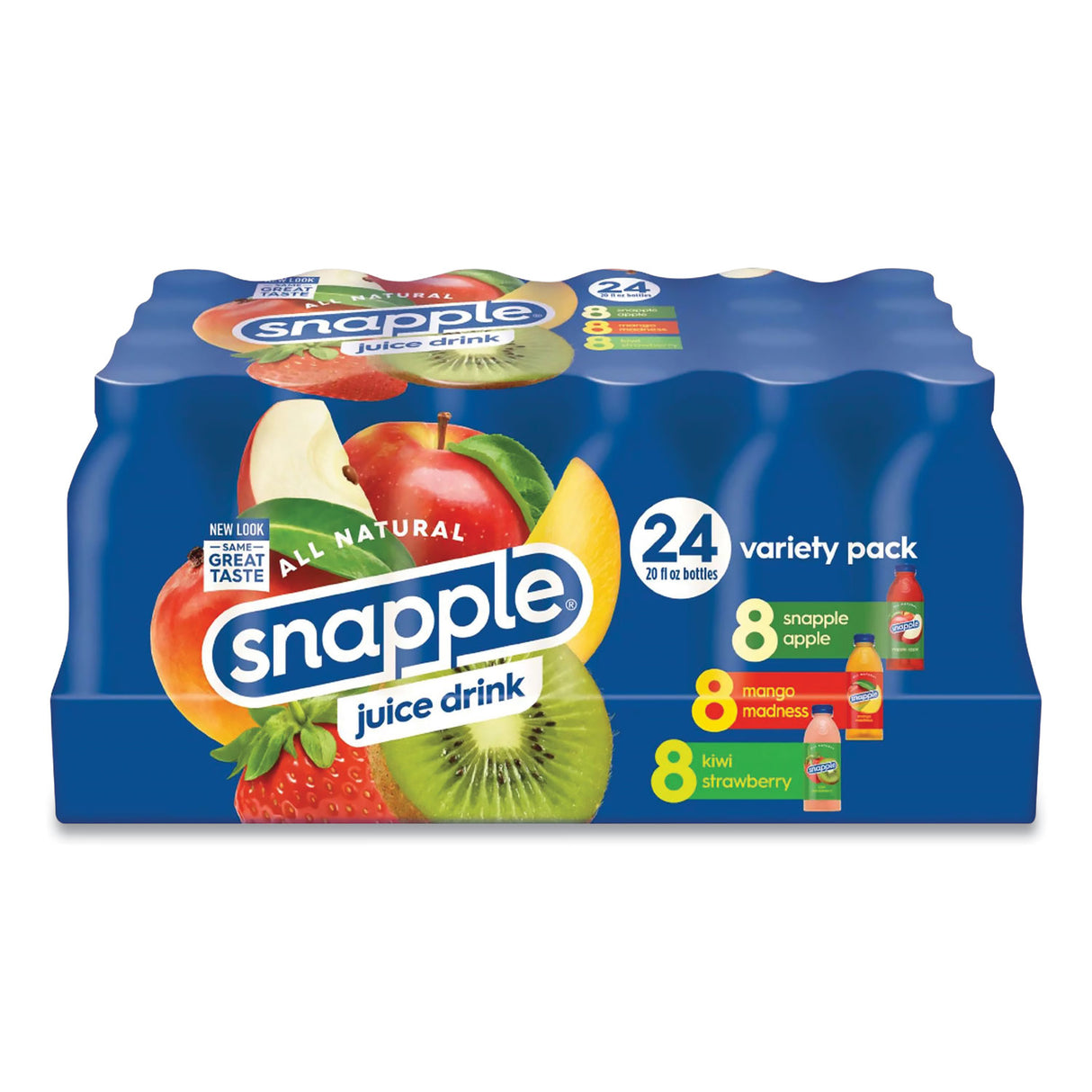 Juice Drink Variety Pack, Snapple Apple, Kiwi Strawberry, Mango Madness, 20 oz Bottle, 24/Carton (22000813)