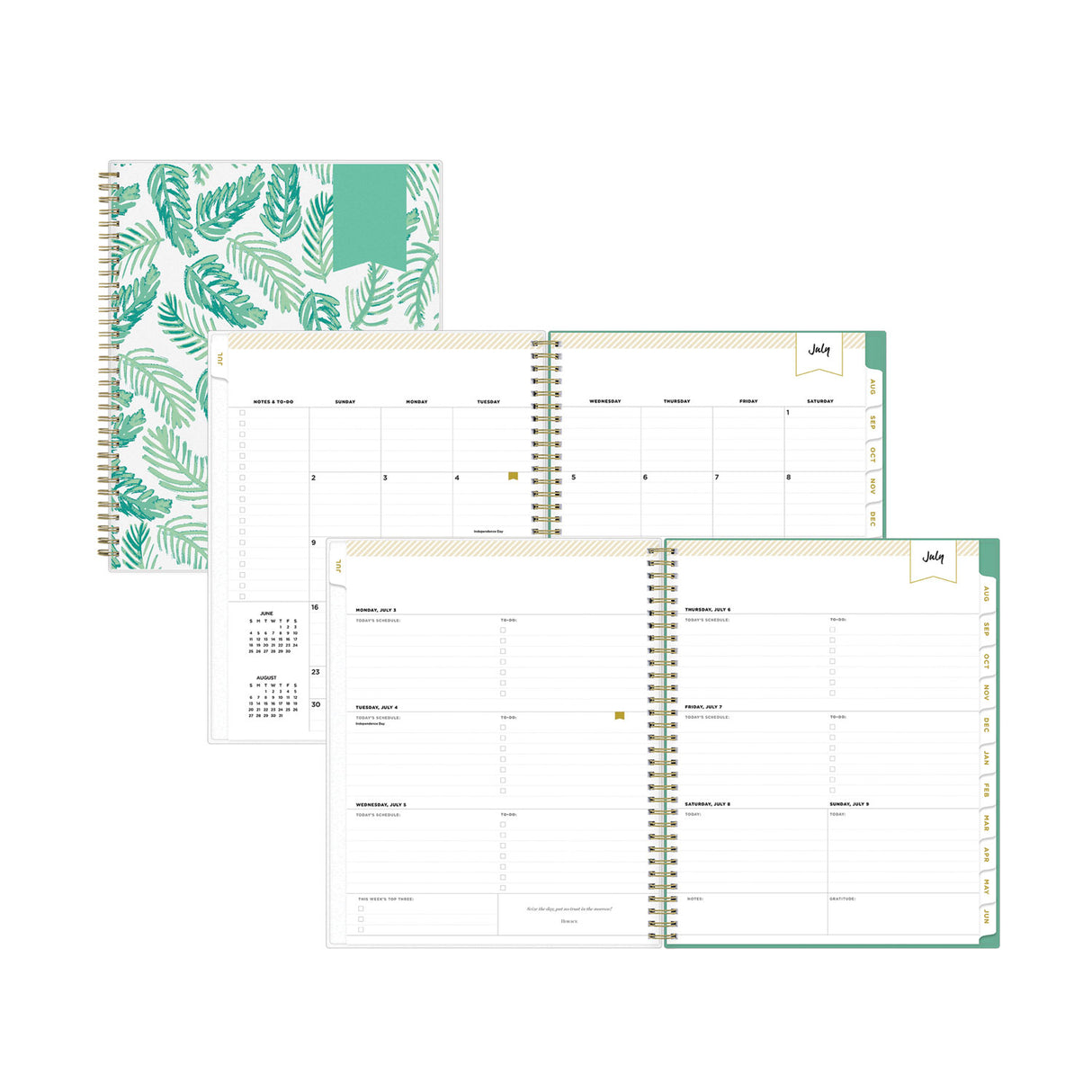 Blue Sky Day Designer Academic Year Weekly/Monthly Frosted Planner, Palms Artwork, 11 x 8.5, 12-Month (July to June): 2024 to 2025 (137891)