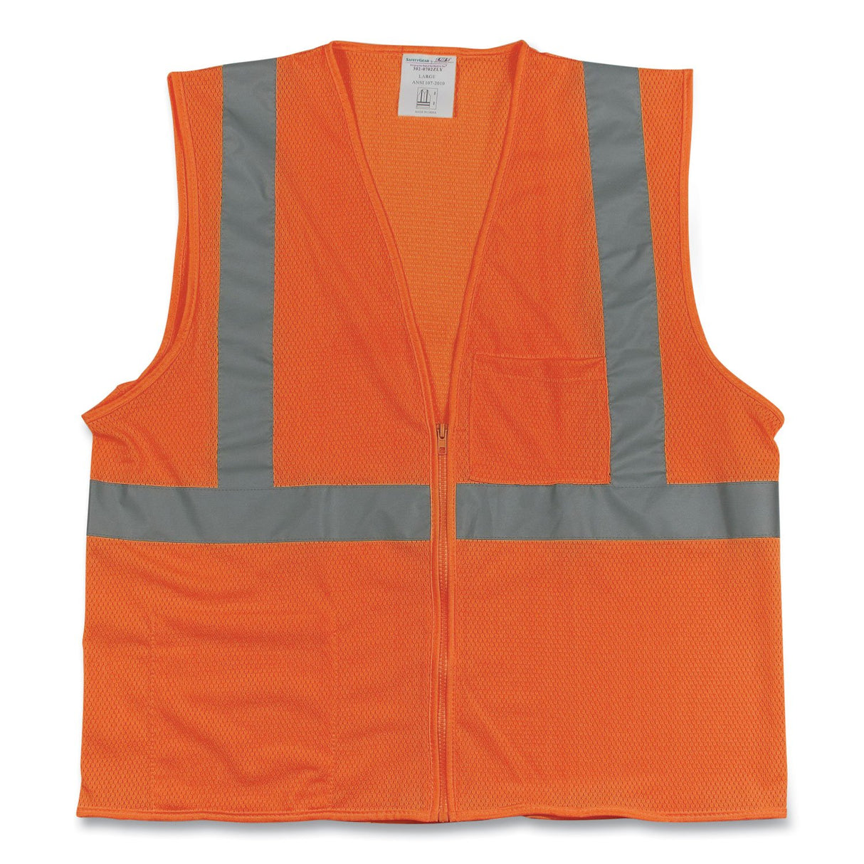 PIP ANSI Class 2 Two-Pocket Zipper Mesh Safety Vest, Polyester Mesh, 2X-Large, Orange (3020702ZOR2X)