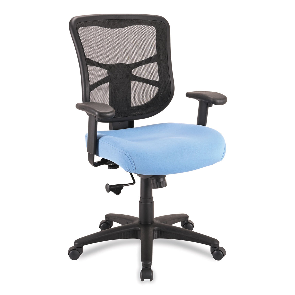 Alera Elusion Series Mesh Mid-Back Swivel/Tilt Chair, Supports Up to 275 lb, 17.9" to 21.8" Seat Height, Light Blue Seat (ALEEL42BME70B)