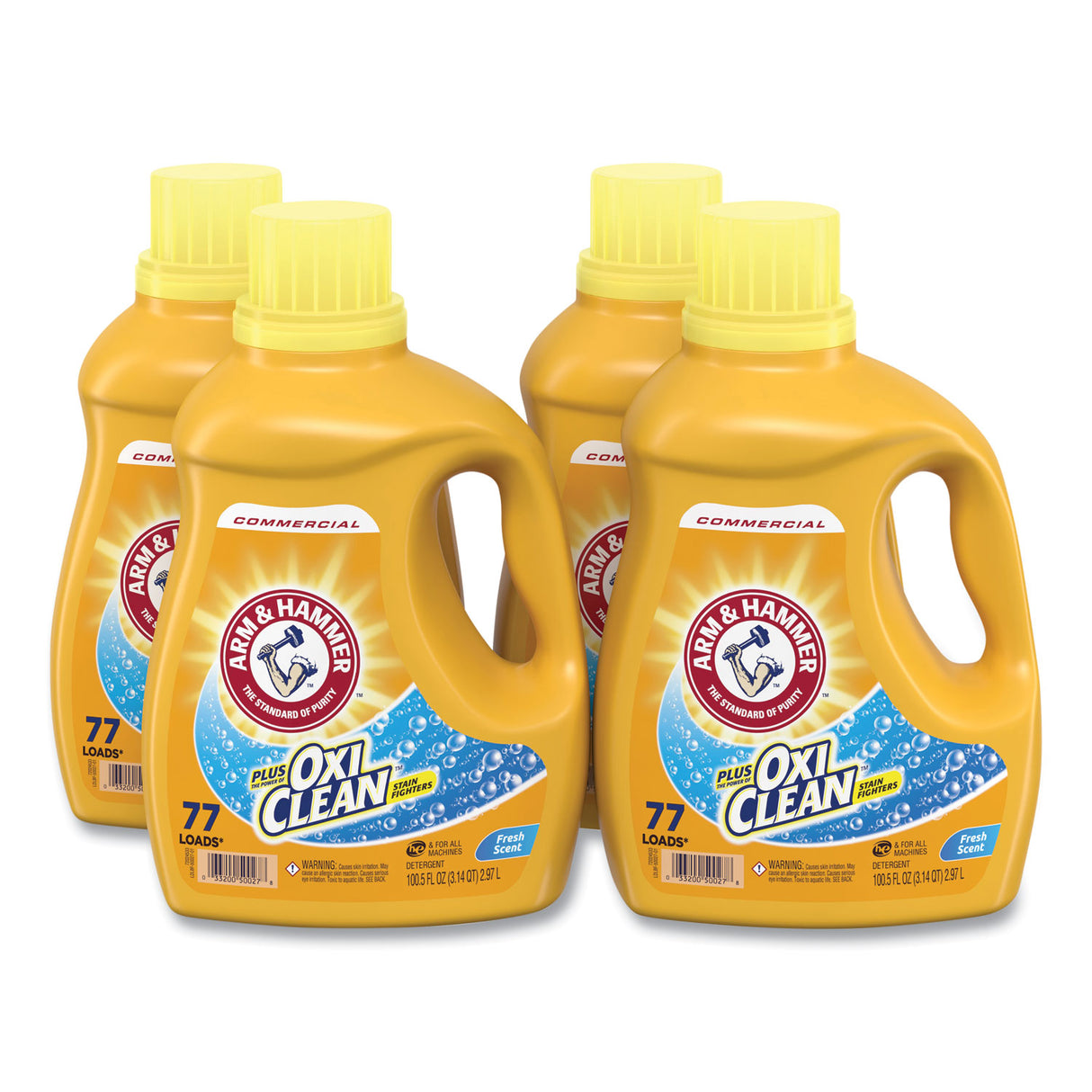 Arm & Hammer OxiClean Concentrated Liquid Laundry Detergent, Fresh, 100.5 oz Bottle, 4/Carton (3320050027)