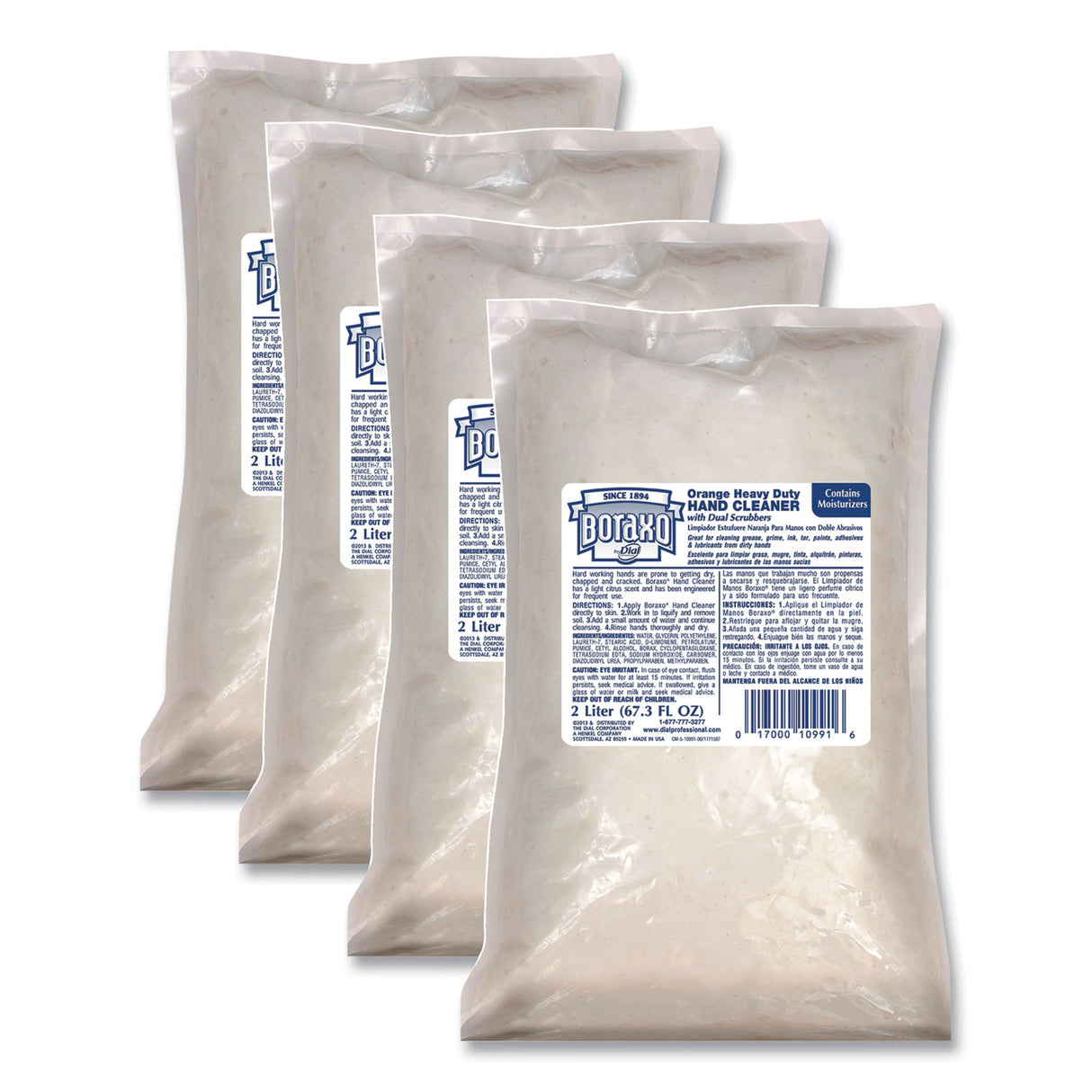 Boraxo Orange Heavy Duty Hand Cleaner Refill, Citrus Scent, 2 L, 4/Carton (10991CT)