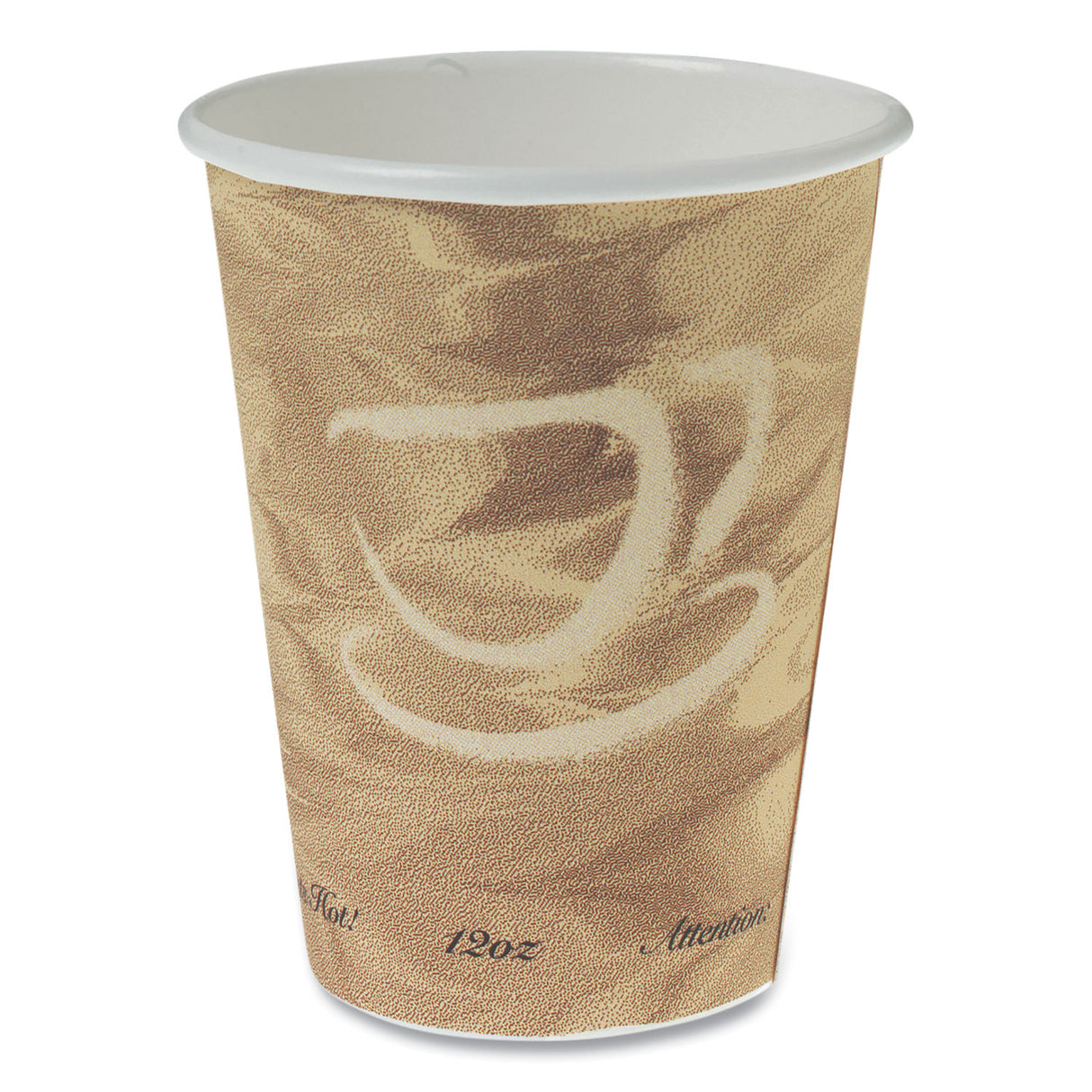 SOLO Mistique Polycoated Hot Paper Cups, 12 oz, Printed, Brown, 50/Sleeve, 20 Sleeves/Carton (412MSN)