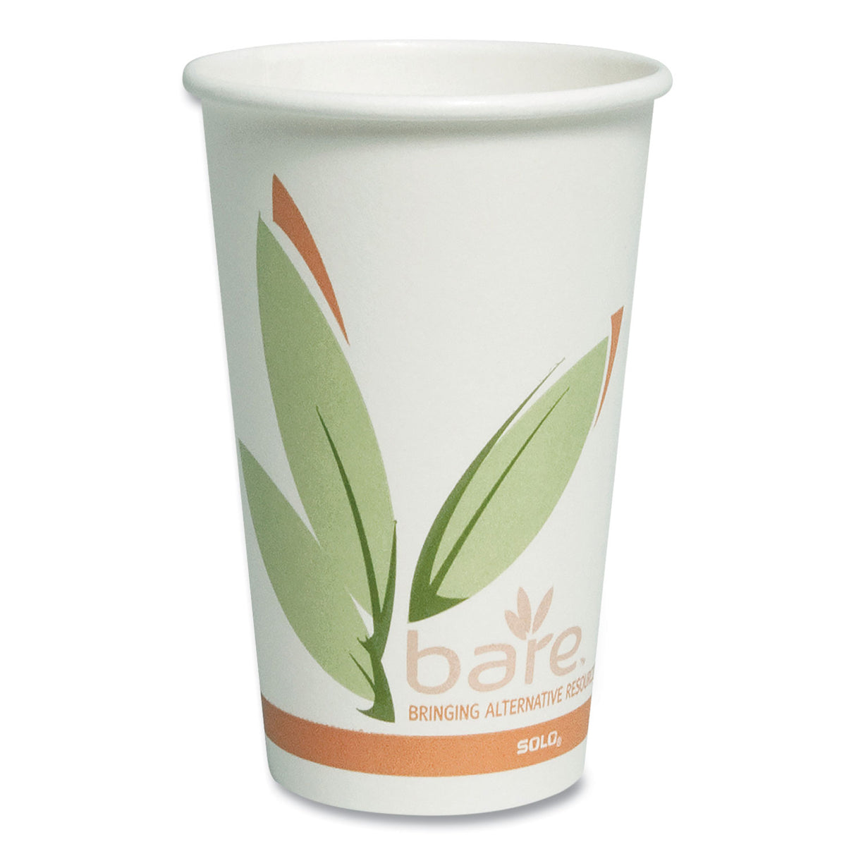 SOLO Bare Eco-Forward Recycled Content PCF Paper Hot Cups, ProPlanet Seal, 16 oz, Green/White/Beige, 1,000/Carton (316RC)