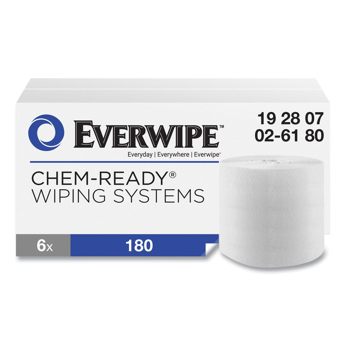 Everwipe® Chem-Ready Dry Wipes, White, 180 Wipes, 6 Rolls (192807)