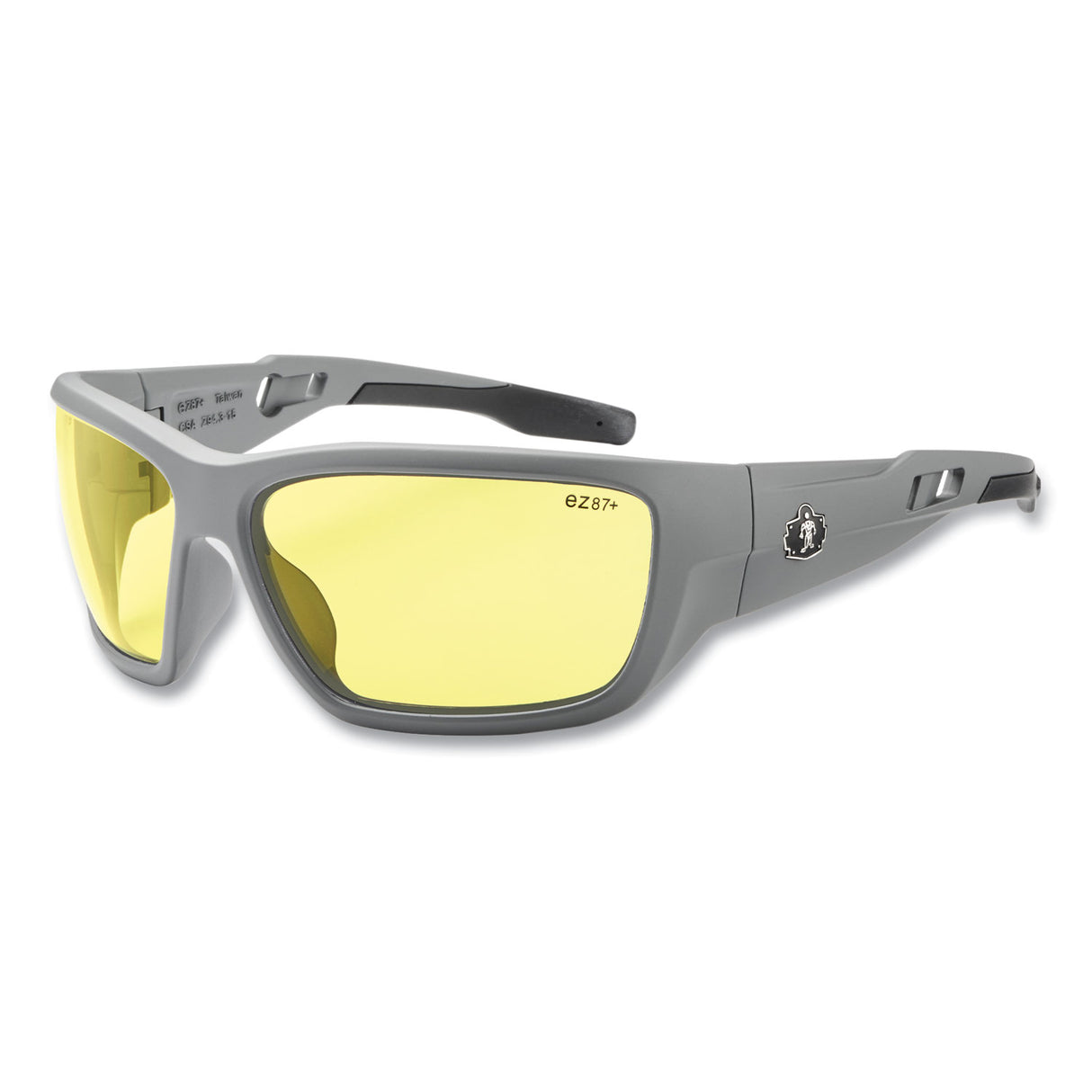 ergodyne Skullerz BALDR Safety Glasses, Matte Gray Nylon Impact Frame, Yellow Polycarbonate Lens (57150)