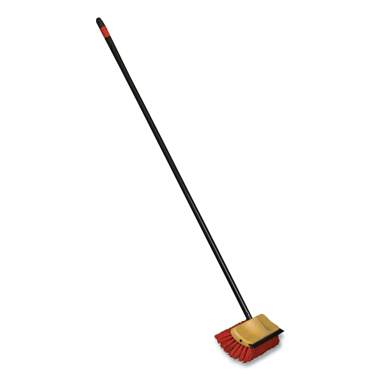 O-Cedar Bi-Level Floor Scrub Brush, Red Polypropylene Bristles, 10" Brush, 54" Black Metal Handle, 6/Carton (CB066155)