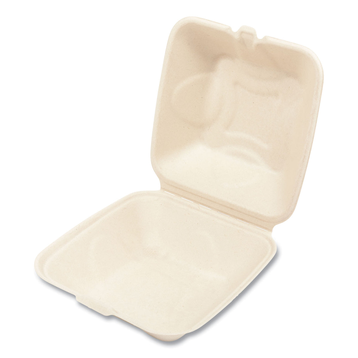 Boardwalk® Bagasse Food Containers, 1-Comp, 6 x 6, White, 500/CT (BWKHINGE66NPFA)