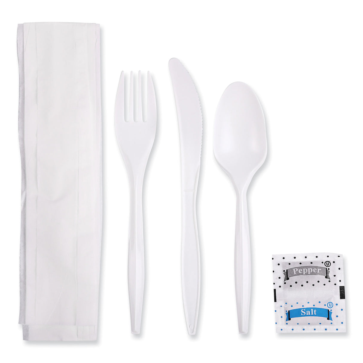 Boardwalk® Wrapped Cutlery Kit with Salt, Pepper & Napkin, 250 Kits (BWK6KITMW)