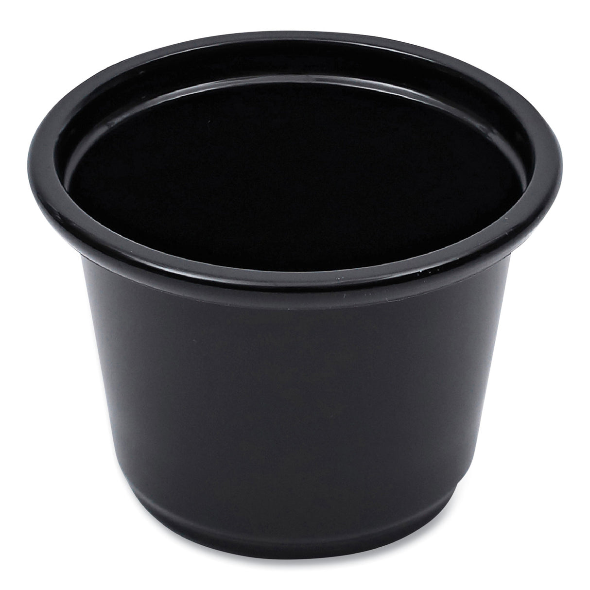 Boardwalk Souffle/Portion Cups, 1 oz, Polypropylene, Black, 20 Cups/Sleeve, 125 Sleeves/Carton (BWKPRTN1BL)