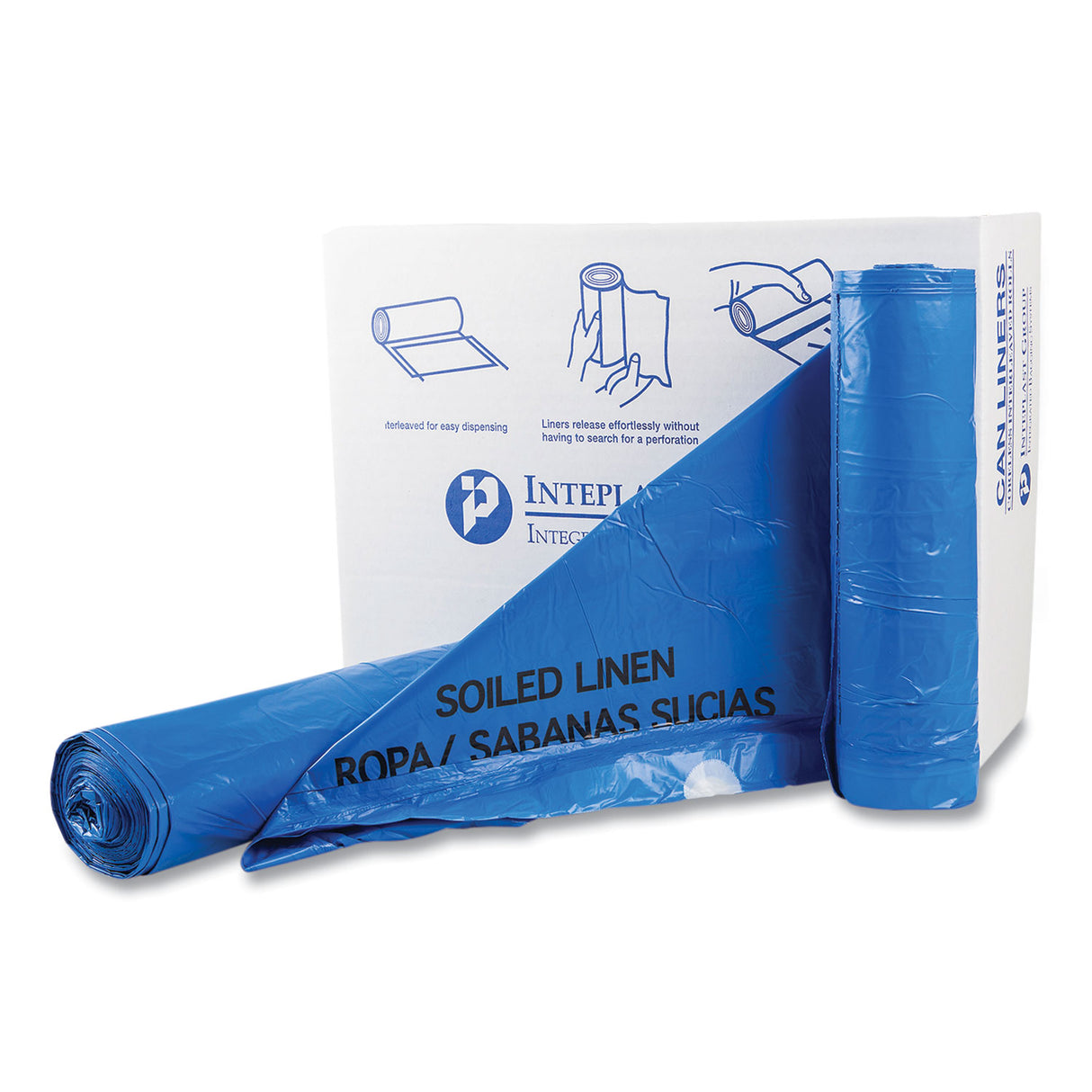 Inteplast Group Draw-Tuff Institutional Draw-Tape Can Liners, Drawstring, 30 gal, 1 mil, 30.5" x 40", Blue, 25 Bags/Roll, 8 Rolls/Carton (DTH3040B)