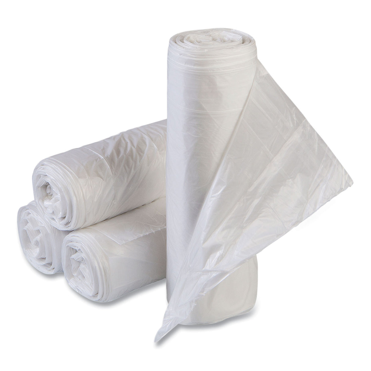Inteplast Group Low-Density Commercial Can Liners, 60 gal, 1.15 mil, 38" x 58", Clear, Interleaved Roll, 20 Bags/Roll, 5 Rolls/Carton (SLW3858SPNS)