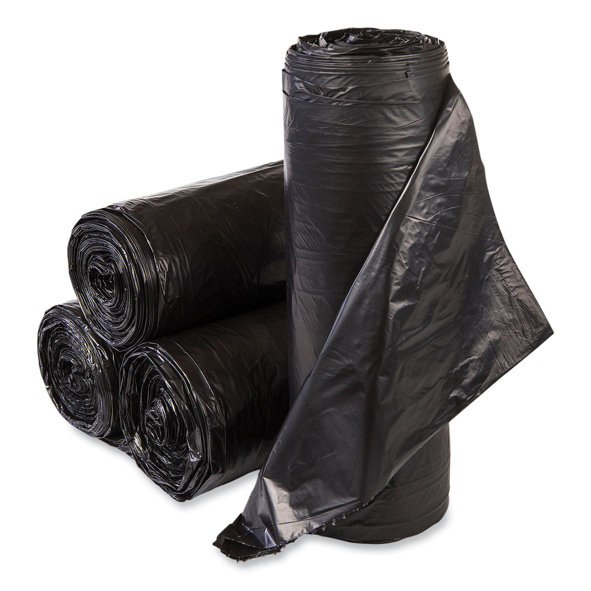 Inteplast Group High-Density Commercial Can Liner Value Pack, 60 gal, 19 mic, 38" x 58", Black, Interleaved Roll, 25 Bags/Roll, 6 Rolls/CT (VALH3860K22)