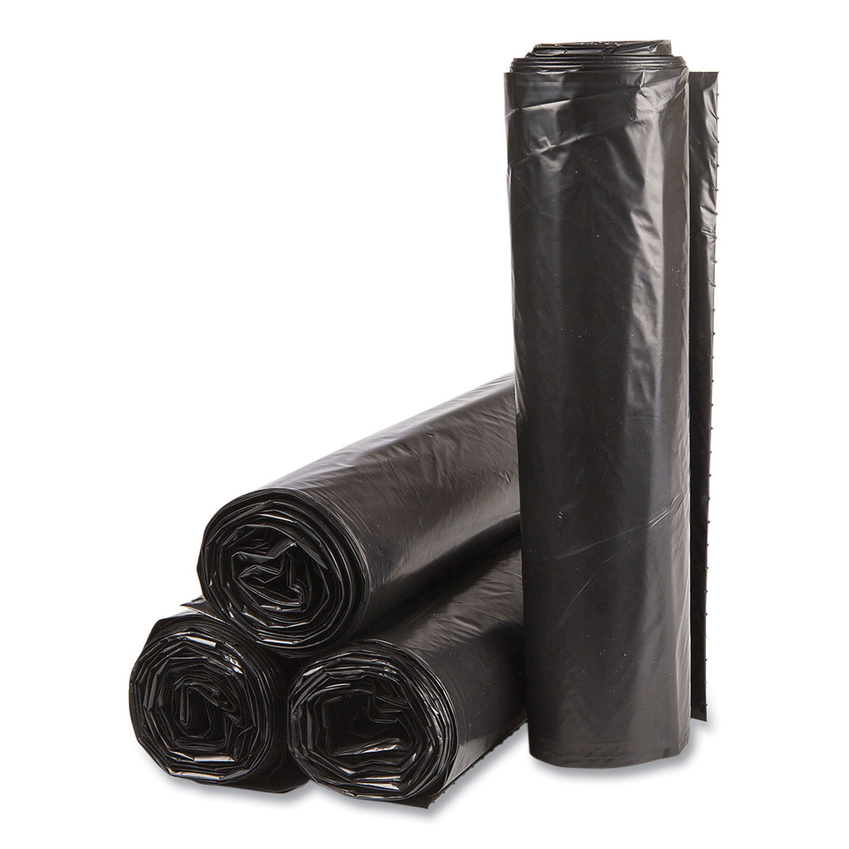 Inteplast Group High-Density Commercial Can Liner Value Pack, 45 gal, 19 mic, 40" x 46", Black, Interleaved Roll, 25 Bags/Roll, 6 Rolls/CT (VALH4048K22)