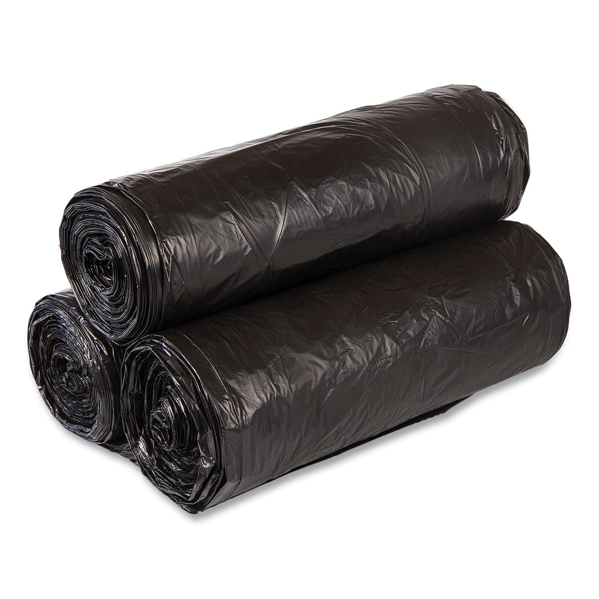 Inteplast Group High-Density Commercial Can Liner Value Pack, 60 gal, 19 mic, 43" x 46", Black, Interleaved Roll, 25 Bags/Roll, 6 Rolls/CT (VALH4348K22)