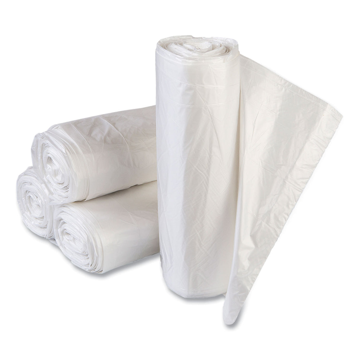 Inteplast Group High-Density Commercial Can Liner Value Pack, 60 gal, 14 mic, 43" x 46", Clear, Interleaved Roll, 25 Bags/Roll, 8 Rolls/CT (VALH4348N16)
