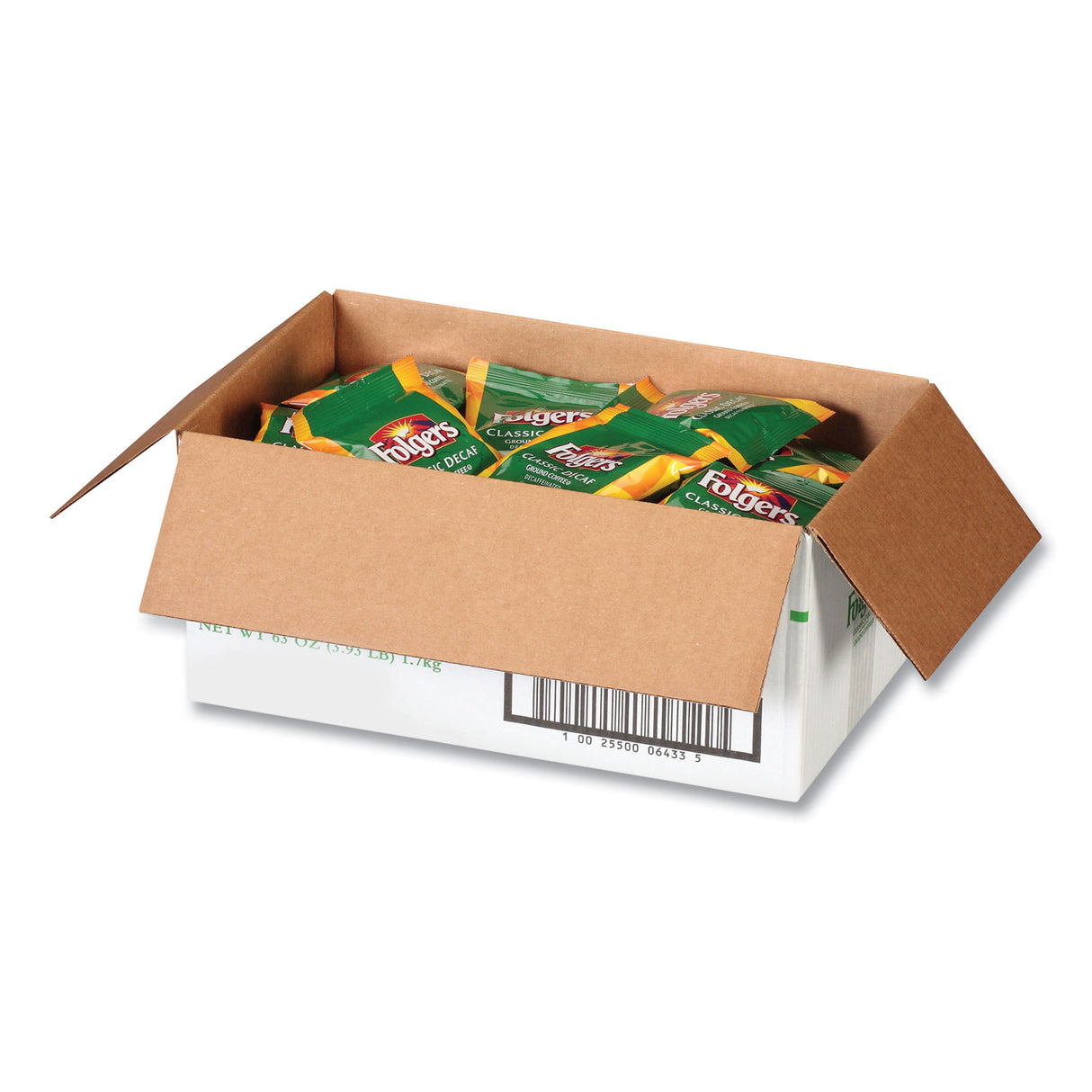 Folgers Ground Coffee, Fraction Pack, Classic Roast Decaf, 1.5oz, 42/Carton (06433)