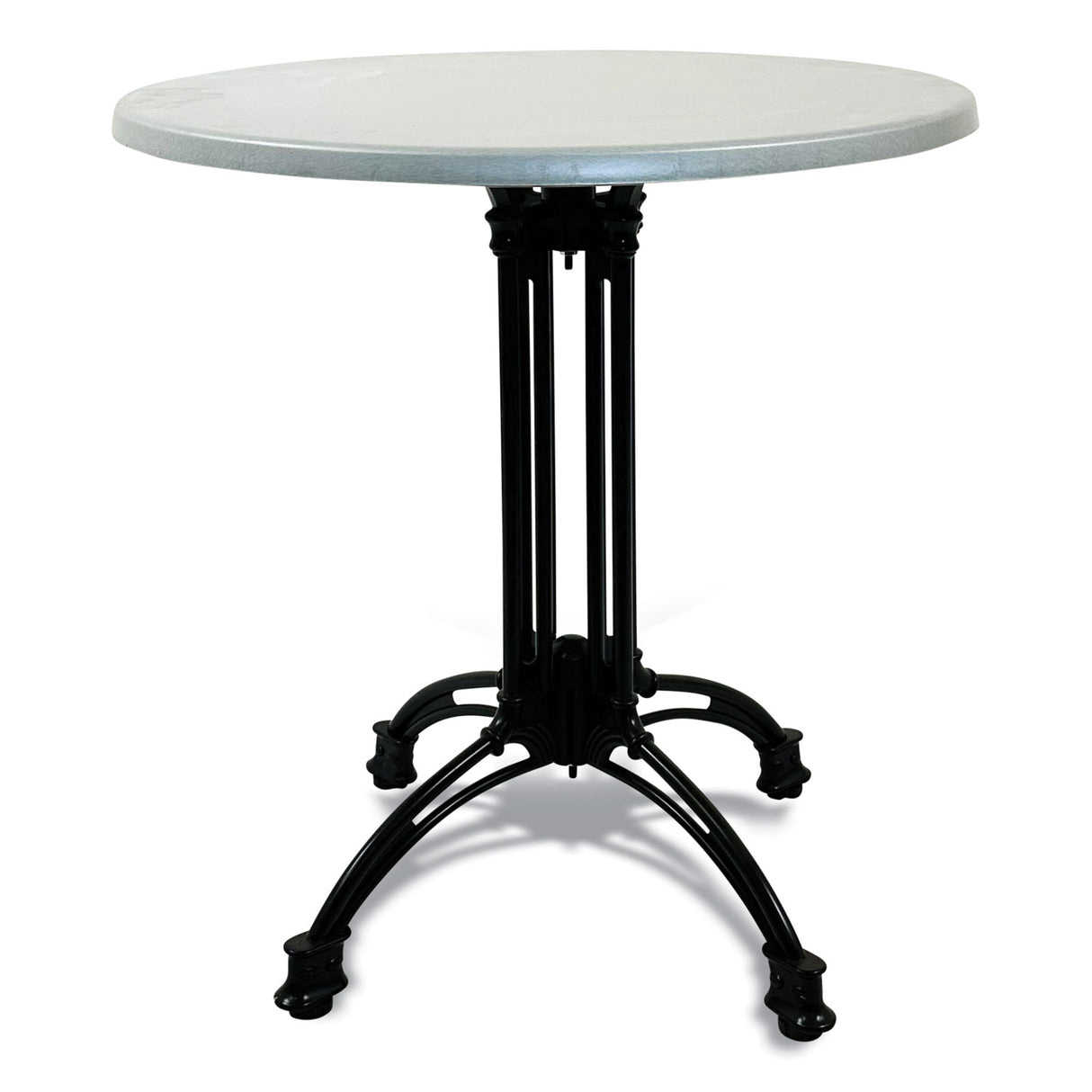 JMC Furniture Topalit Tables, Round, 36" dia x 29"h, Silver Top, Black Iron Base/Legs (10636R2)