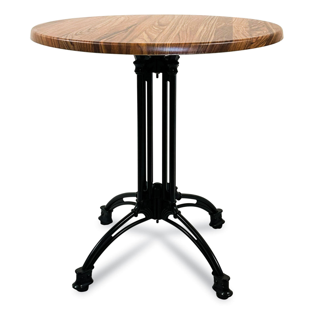 JMC Furniture Topalit Tables, Round, 36" dia x 29"h, Teak Top, Black Iron Base/Legs (10636R8)