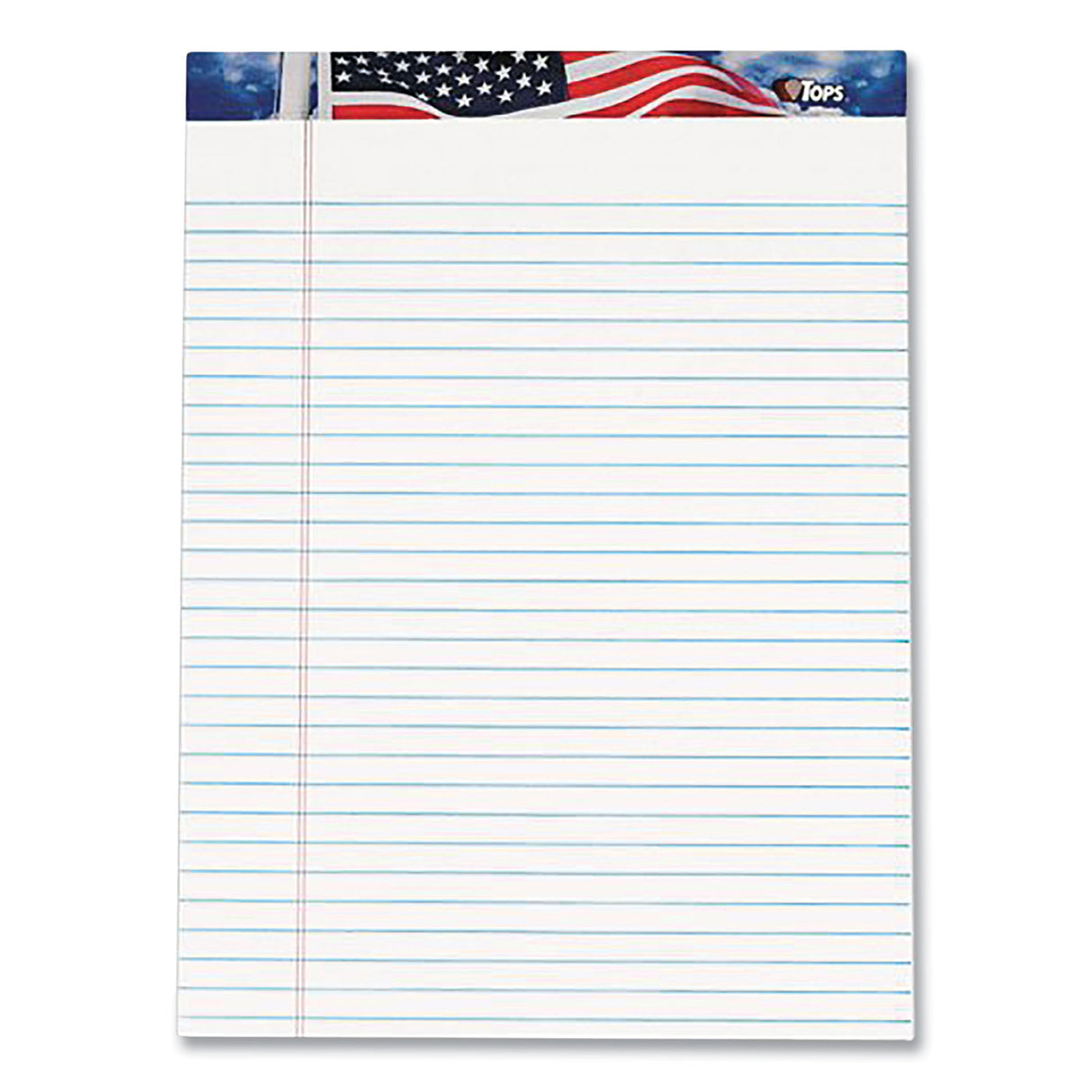 TOPS American Pride Writing Pad, Wide/Legal Rule, Red/White/Blue Headband, 50 White 8.5 x 11.75 Sheets, 12/Pack (75111)